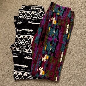 LuLaRoe Black and Multicolor Patterned Leggings